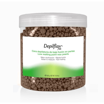 DEPILFLAX WOSK TWARDY BEZPASKOWY DO DEPILACJI PEREŁKA 600G CZEKOLADOWY